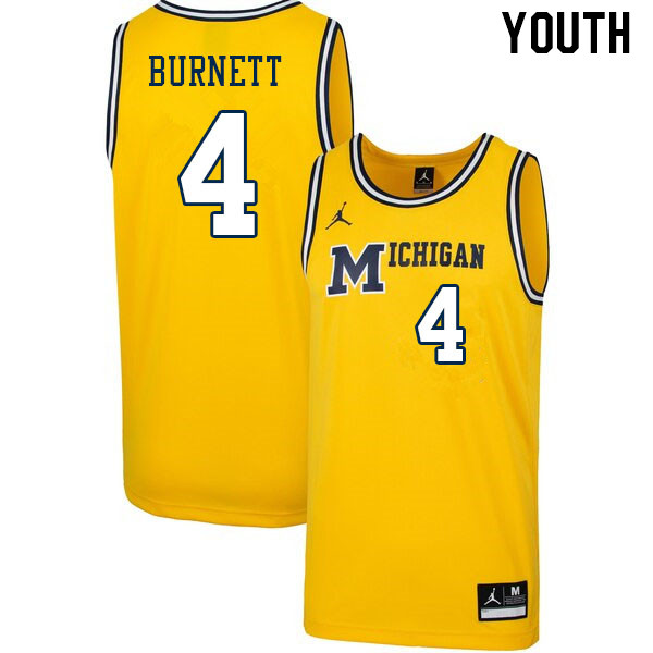 Youth #4 Nimari Burnett Michigan Wolverines College Basketball Jerseys Stitched Sale-Retro